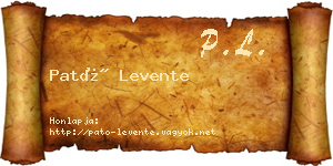 Pató Levente névjegykártya